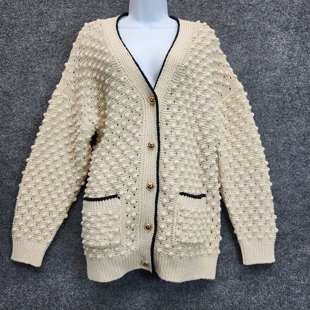 NWT FRAME The Bauble Cardigan Women's Textured Cotton Bobble‎ Knit Sweater L